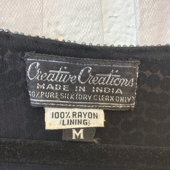 Vintage Creative Creations Black Sequined Silk Blouse with Palm Trees - Picture 6 of 6